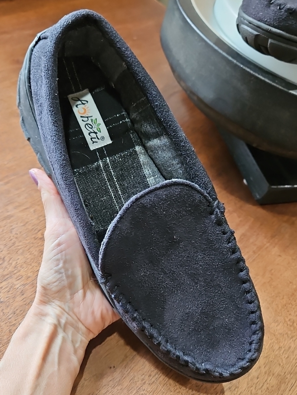 Moccasin Loafer Slipper in BLACK